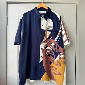 VTG Y2K Pelle Pelle Marc Buchanan Hip Hop Hawaiian Shirt 2XL Image Tribal Button
